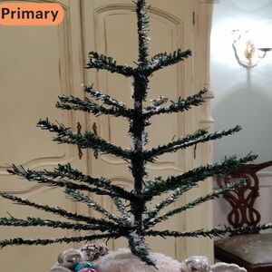 Faux feather Christmas tree handmade hand trimmed 16x12 instant heirloom